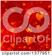 Poster, Art Print Of Red Grunge Bacground Of Valentine Hearts