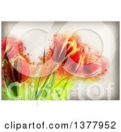 Poster, Art Print Of Painted Tulips Over Grunge