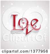 Poster, Art Print Of Love Happy Valentines Day Text Over Gray With Stars