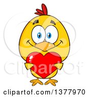 Poster, Art Print Of Yellow Chick Holding A Valentine Heart