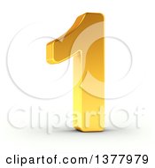 Poster, Art Print Of 3d Golden Digit Number 1 On A Shaded White Background