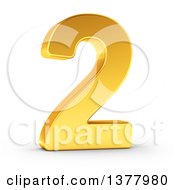 Poster, Art Print Of 3d Golden Digit Number 2 On A Shaded White Background