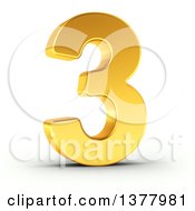 3d Golden Digit Number 3 On A Shaded White Background