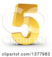 3d Golden Digit Number 5 On A Shaded White Background