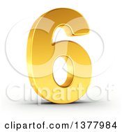 3d Golden Digit Number 6 On A Shaded White Background