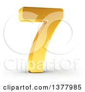Poster, Art Print Of 3d Golden Digit Number 7 On A Shaded White Background
