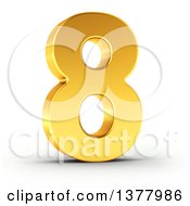 3d Golden Digit Number 8 On A Shaded White Background