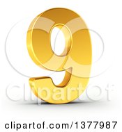 3d Golden Digit Number 9 On A Shaded White Background
