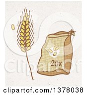 Sack Of Wheat Flower And Strand On Fiber Texture