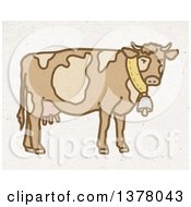 Poster, Art Print Of Dairy Cow Wearing A Bell On Fiber Texture