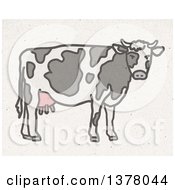 Poster, Art Print Of Dairy Cow On Fiber Texture