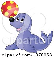 Poster, Art Print Of Happy Seal Playing With A Ball