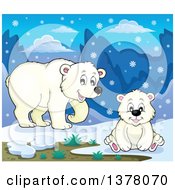 Poster, Art Print Of Polar Bear And Cub In The Snow