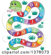 Poster, Art Print Of Happy Snake With An Alphabet Body