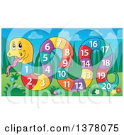 Poster, Art Print Of Happy Snake With A Number Body On A Sunny Day