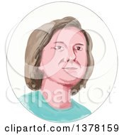 Poster, Art Print Of Painted Caricature Styled White Womans Face In An Oval