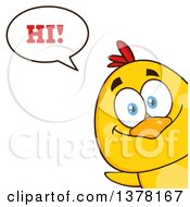 Clipart Of A Yellow Chick Peeking Around A Corner And Saying Hi Royalty Free Vector Illustration