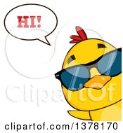 Clipart Of A Yellow Chick Wearing Sunglasses Peeking Around A Corner And Saying Hi Royalty Free Vector Illustration