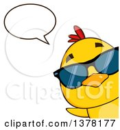 Clipart Of A Yellow Chick Wearing Sunglasses Peeking Around A Corner And Talking Royalty Free Vector Illustration
