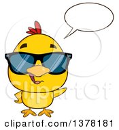 Clipart Of A Yellow Chick Wearing Sunglasses And Talking Royalty Free Vector Illustration