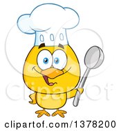 Clipart Of A Yellow Chef Chick Holding A Spoon Royalty Free Vector Illustration by Hit Toon