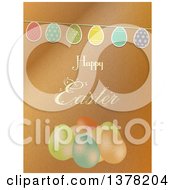 Poster, Art Print Of Happy Easter Greeting Over Brown Paper A Party Bunting And Eggs