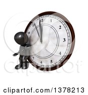 Poster, Art Print Of 3d Black Man Checking His Watch And Leaning Against A Clock On A White Background