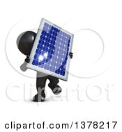 Poster, Art Print Of 3d Black Man Carrying A Solar Panel On A White Background