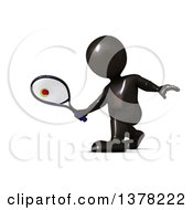 Clipart Of A 3d Black Man Playing Tennis On A White Background Royalty Free Illustration
