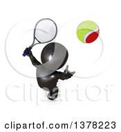 Poster, Art Print Of 3d Black Man Playing Tennis On A White Background