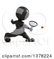 Clipart Of A 3d Black Man Playing Tennis On A White Background Royalty Free Illustration