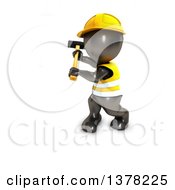 Clipart Of A 3d Black Man Construction Worker Swinging A Sledgehammer On A White Background Royalty Free Illustration