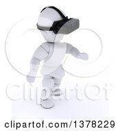 Poster, Art Print Of 3d White Character Wearing A Vr Headset On A White Background