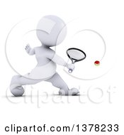 Poster, Art Print Of 3d White Man Playing Tennis On A White Background