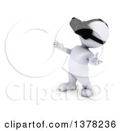Poster, Art Print Of 3d White Man Wearing A Virtual Reality Headset On A White Background
