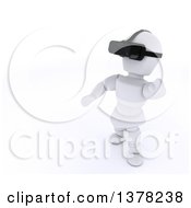 3d White Character Wearing A Virtual Reality Device On A White Background