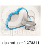 Poster, Art Print Of 3d Cloud Icon With A Padlock On Shaded White