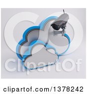 Poster, Art Print Of 3d Hd Cctv Security Surveillance Camera Mounted On Cloud Icon On Off White