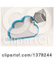 Clipart Of A 3d Cloud Icon With A Padlock On Shaded White Royalty Free Illustration