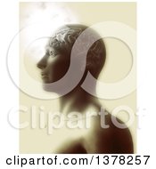 Poster, Art Print Of 3d Anatomical Man With Visible Brain In Sepia Tones