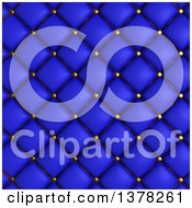 Clipart Of A Background Of 3d Blue Quilted Leather Upholstery Royalty Free Illustration