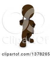 Clipart Of A 3d Brown Man Holding Up A Finger On A White Background Royalty Free Illustration