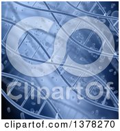 Clipart Of A Background Of Blue Diagonal DNA Strands And Blood Cells Royalty Free Illustration by KJ Pargeter