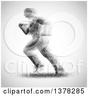 Poster, Art Print Of Man Made Of Dots Running To The Left On A Gradient Gray Background