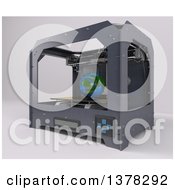 Poster, Art Print Of 3d Printer Printing A Model Of Planet Earth On A White Background