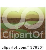 Clipart Of A 3d Landscape Of Water And Hills Royalty Free Illustration