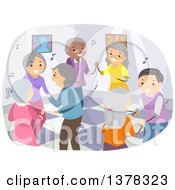 Poster, Art Print Of Group Of Happy Senior Citizens Dancing
