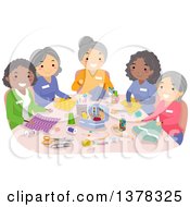 Poster, Art Print Of Group Of Senior Women Sewing Together