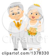 Poster, Art Print Of Happy White Senior Wedding Couple