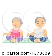 Clipart Of A Happy White Senior Couple Doing Relaxing Yoga Royalty Free Vector Illustration